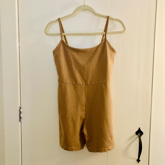 Madewell Pants - Madewell Knit Cotton Biker Unitard Beige Athleisure